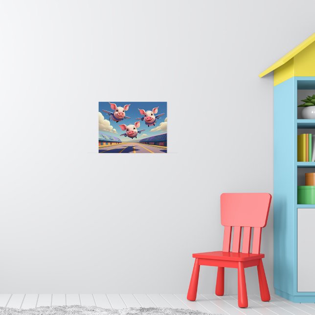 När grisar flyger roliga bevingade grisar poster (Barnkammare 1)