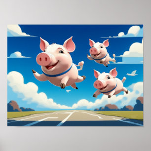 När grisar flyger roliga bevingade grisar poster