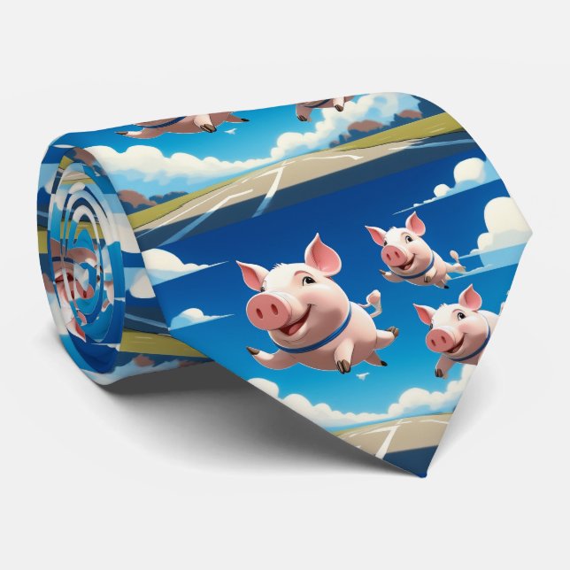 När grisar flyger roliga bevingade grisar slips (Rullad)