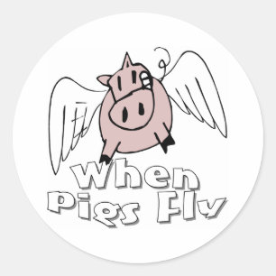 När grisar flyger runt klistermärke