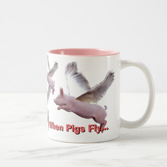 när grisar flyger… Två-Tonad mugg (Höger)