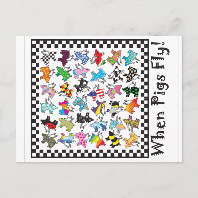 När grisar flyger vykort (Framsida)