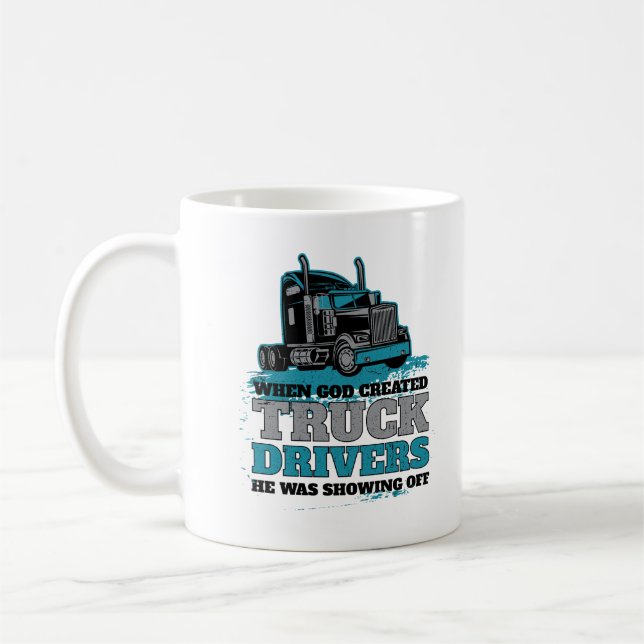 När Gud Skapat Lastbil-förare lustigt Kaffemugg (Vänster)