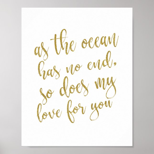 När haven inte har något slut Guld Glitter 8x10 Sk Poster (Framsidan)