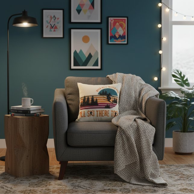 När helvetet fryser över åker jag också skidor där kudde (Snowy attitude, warm aesthetic. This Ivory throw pillow is here to steal the spotlight in your space)