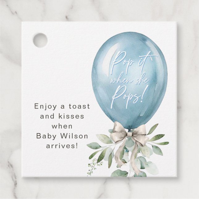 När hon slår blå ballonger i bergen gåvor etiketter (Framsida)