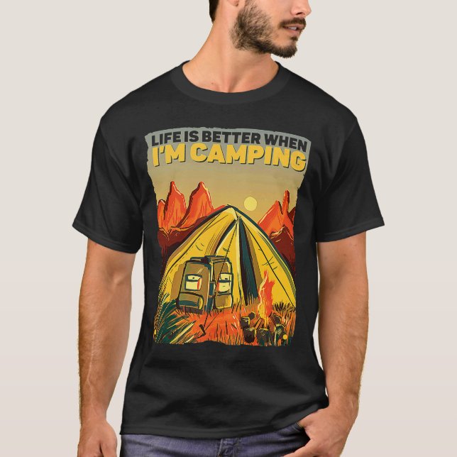 När jag är Camping Camper T Shirt (Framsida)