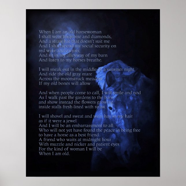 När jag är en gammal kvinnlig hästskrift poster (Framsidan)