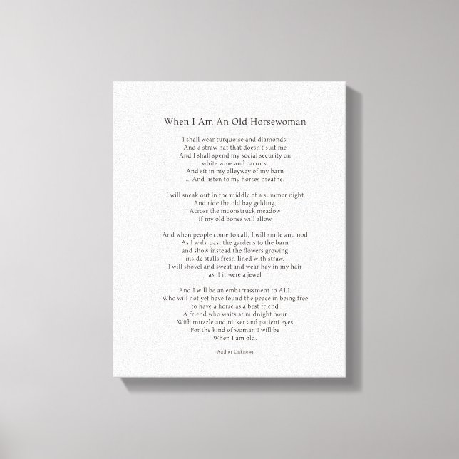 När jag är gammal hästkvinna III Canvastryck (Framsida)