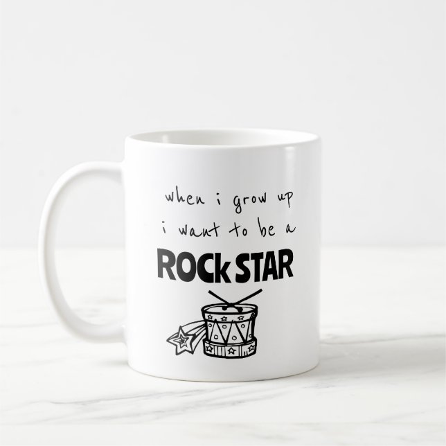 När jag blir stor Rockstjärna kaffemug Kaffemugg (Vänster)