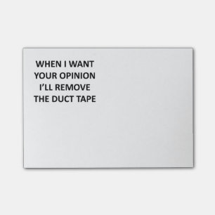 När jag önskar din åsikt, ska jag bort tar kana post-it block