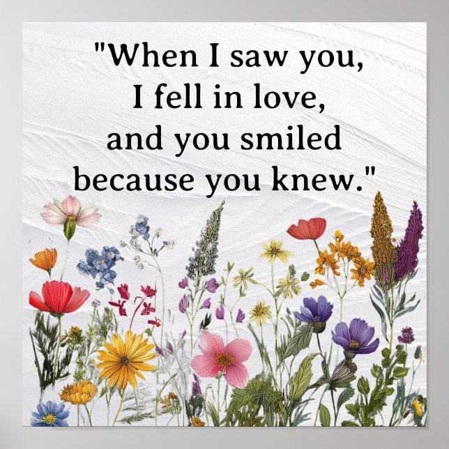 "När jag såg dig föll jag i kärlek, Romantic Quote Poster (Framsidan)