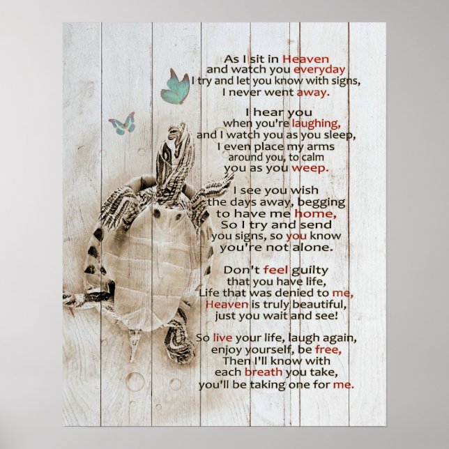 När jag sitter i Heaven Turtle Memorial-presenter Poster (Framsidan)