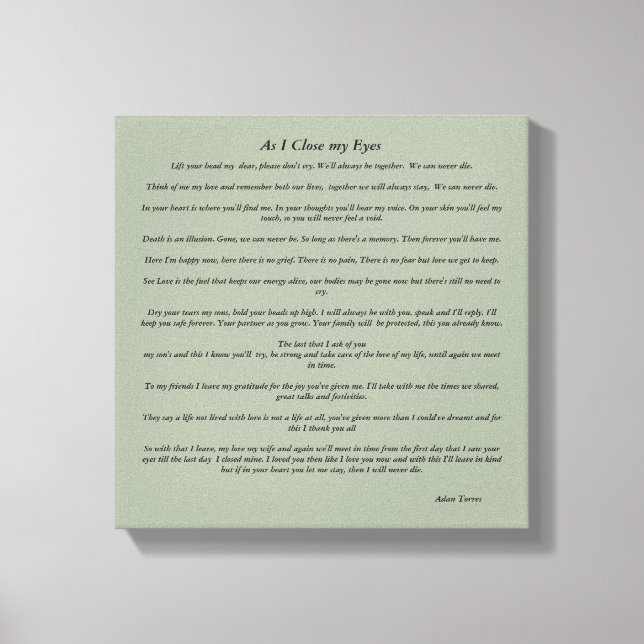 När jag stänger min Ögon Canvastryck (Framsida)