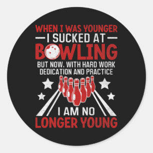 När jag var Younger Bowling Funny Humor Gag Bowlar Runt Klistermärke