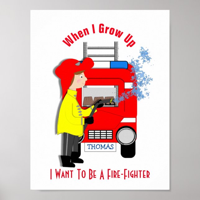 När jag växer upp vill jag bli brandman poster (Framsidan)