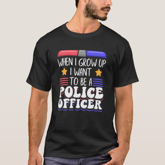 När jag växer upp vill jag vara polis t shirt (Framsida)