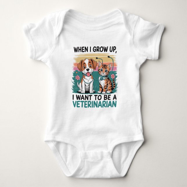 När jag växer upp vill jag vara veterinär T-Shirt (Framsida)