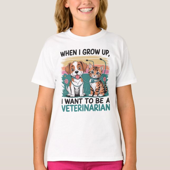 När jag växer upp vill jag vara veterinär T-Shirt (Framsida)