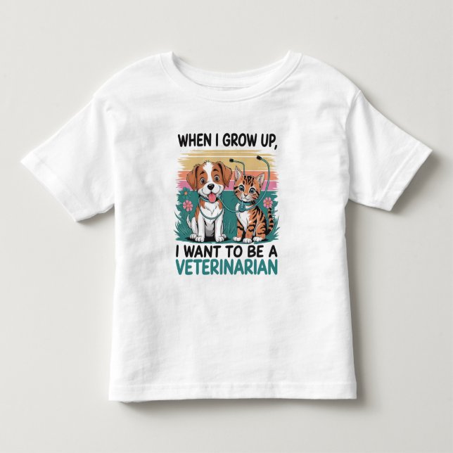 När jag växer upp vill jag vara veterinär T-Shirt (Framsida)