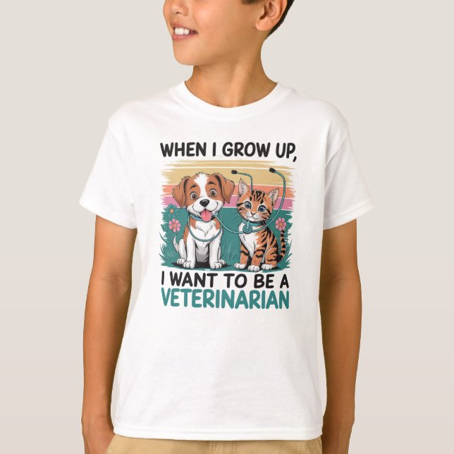 När jag växer upp vill jag vara veterinär T-Shirt (Framsida)