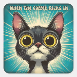 När kaffet kommer in fyrkantigt klistermärke