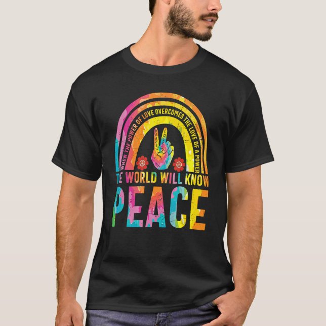 När Kärlek Fredstecken tie färgas Hippy Re T Shirt (Framsida)