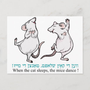 " När katten sover, så dansar mössen" Vykort