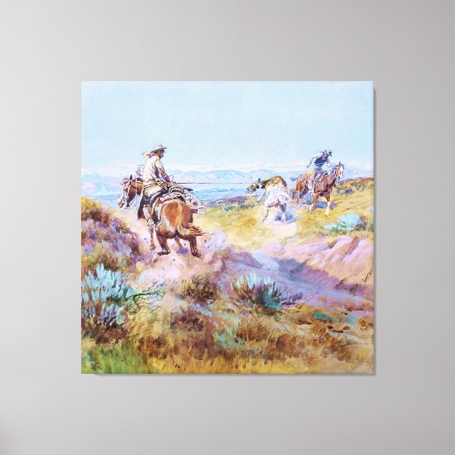 "När kor var Vild" av Charles M Russell Canvastryck (Framsida)