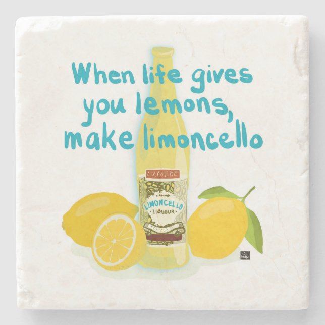 När Livet Ger Dig Citroner - Gör Limoncello Stenunderlägg (Framsidan)