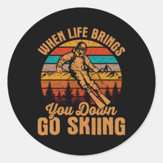 När livet slår dig ner, åker du skidor, Roligt Ski Runt Klistermärke