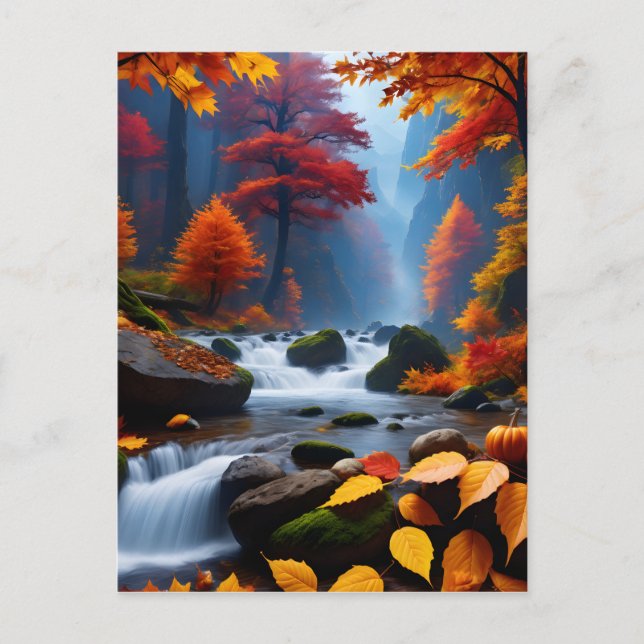 När löven börjar förändras färg och blir mjukt vykort (Framsida)