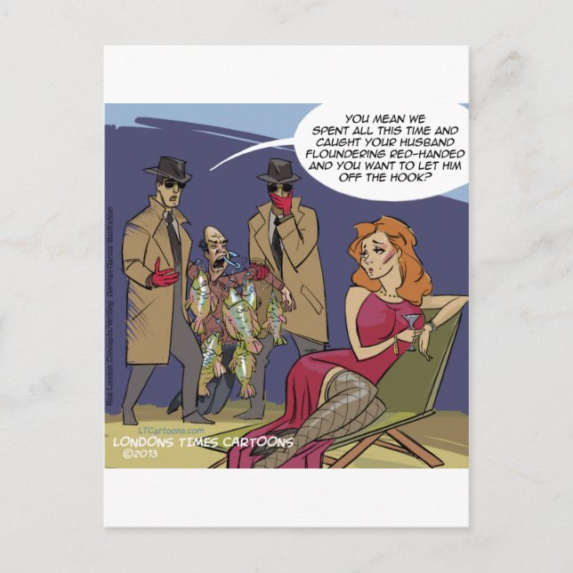 När Manar Flounder Funny Vykort (Framsida)