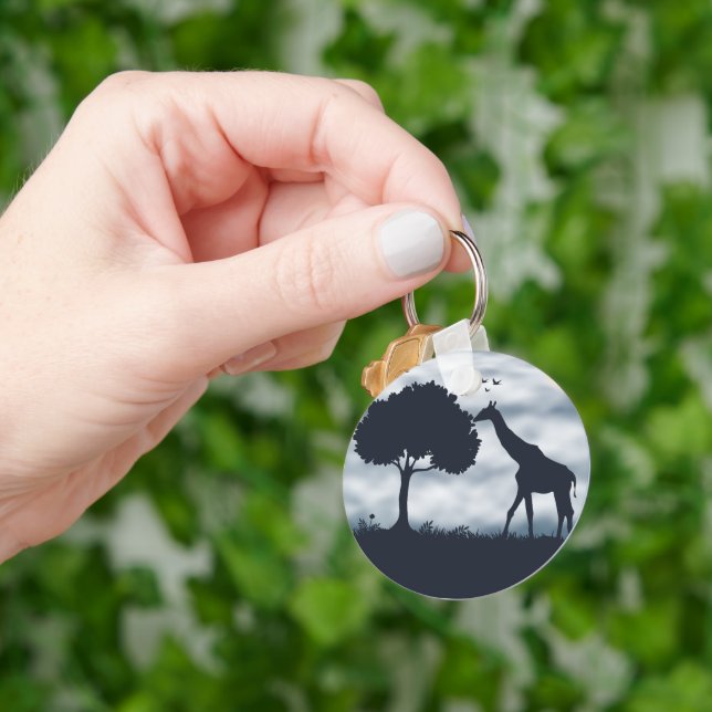 När Måne viskar till Giraffe Nyckelring (Hand)