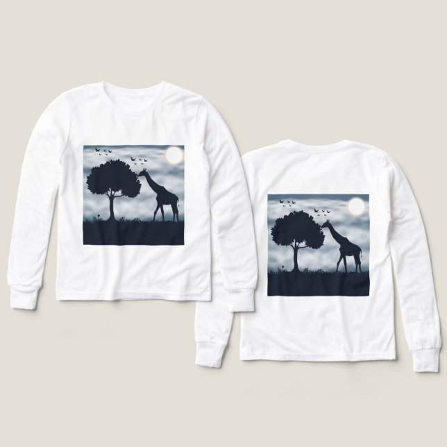 När Måne viskar till Giraffe T Shirt (Design framsida och baksida)