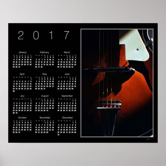 När min gitarr försiktigt sover Kalender Poster 20 (Framsidan)