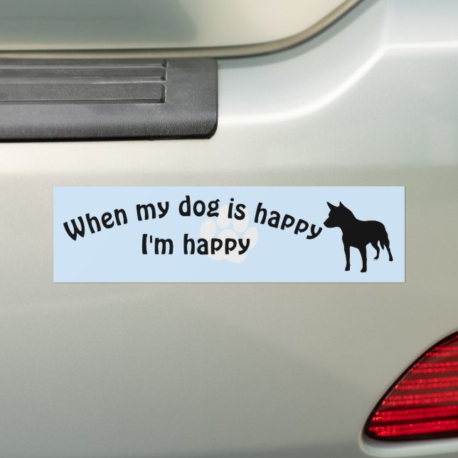När min Hund är Lycklig v11 Bumper Sticker Bildekal (På Bil)