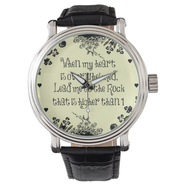 När mitt hjärta är överväldigat bibelverse armbandsur (Framsida)
