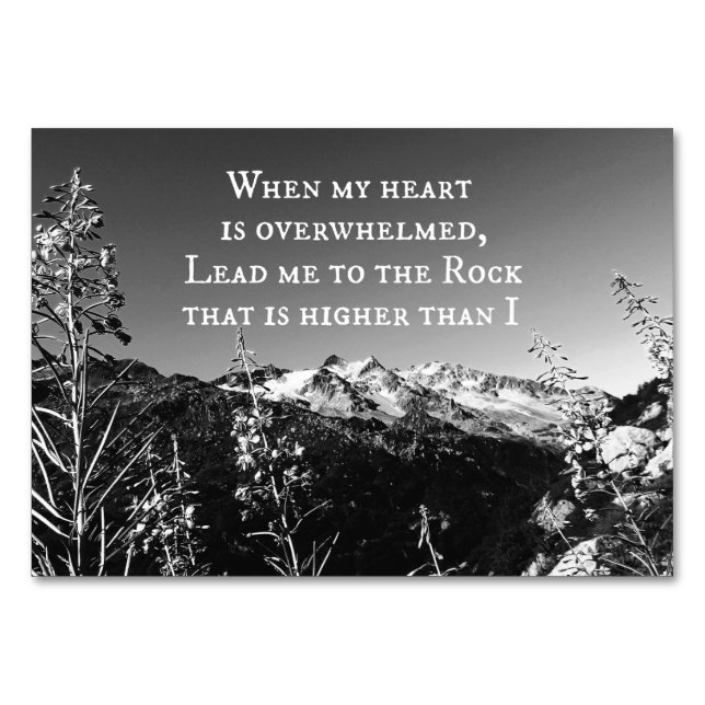 När mitt hjärta är överväldigat bibelverse bordsnummer (Baksidan)