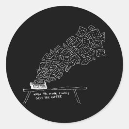 När musan äntligen får sitt kaffe runt klistermärke