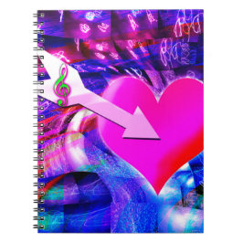 När musikpil riktade in sig på hjärtat anteckningsbok med spiral