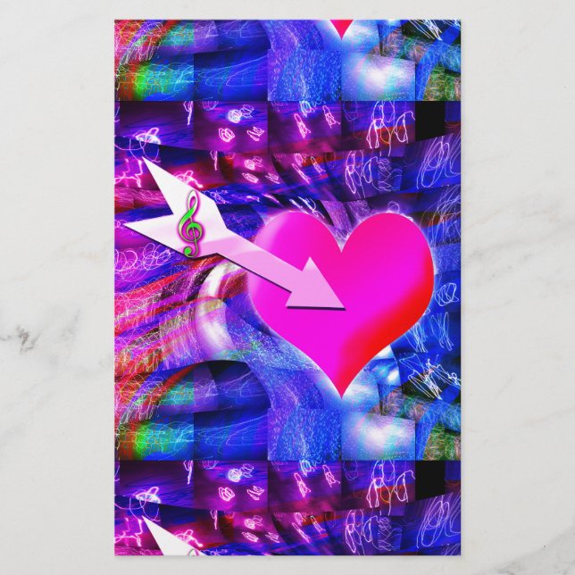 När musikpil riktade in sig på hjärtat brevpapper (Framsida)