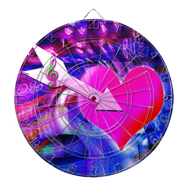 När musikpil riktade in sig på hjärtat piltavla (Framsidan)