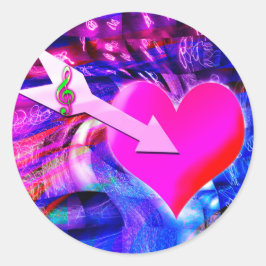 När musikpil riktade in sig på hjärtat runt klistermärke