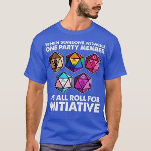 När någon attackerar en medlem i party, så ropar v t shirt