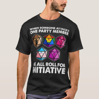 När någon attackerar en medlem i party, så ropar v t shirt