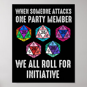 När någon attackerar en Party-medlem D20 Dice Lgb Poster
