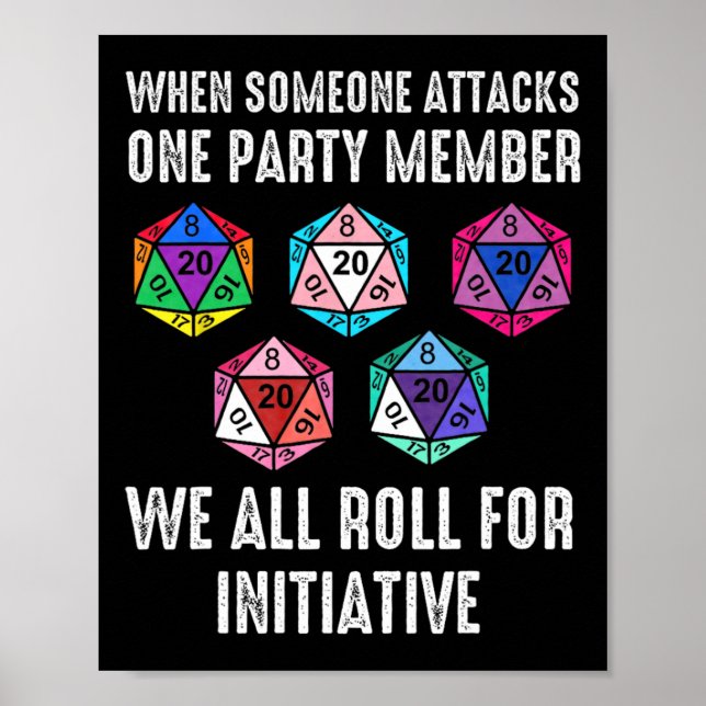 När någon attackerar en Party-medlem D20 Dice Lgb Poster (Framsidan)