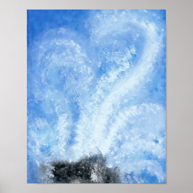 När oceanen vågar kraschar till kustvattenfärgen poster (Framsidan)