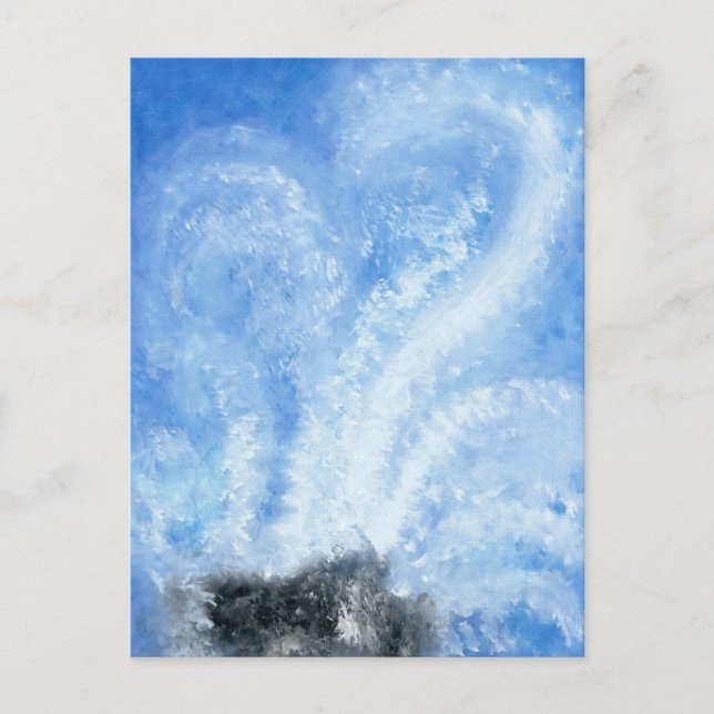 När oceanen vågar kraschar till kustvattenfärgen vykort (Framsida)